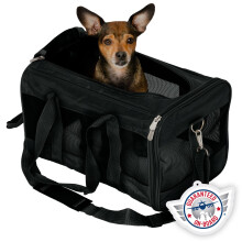Sherpa Original Deluxe, von Fluggesellschaften zugelassene Transportbox für Haustiere, mittelgroß, Schwarz