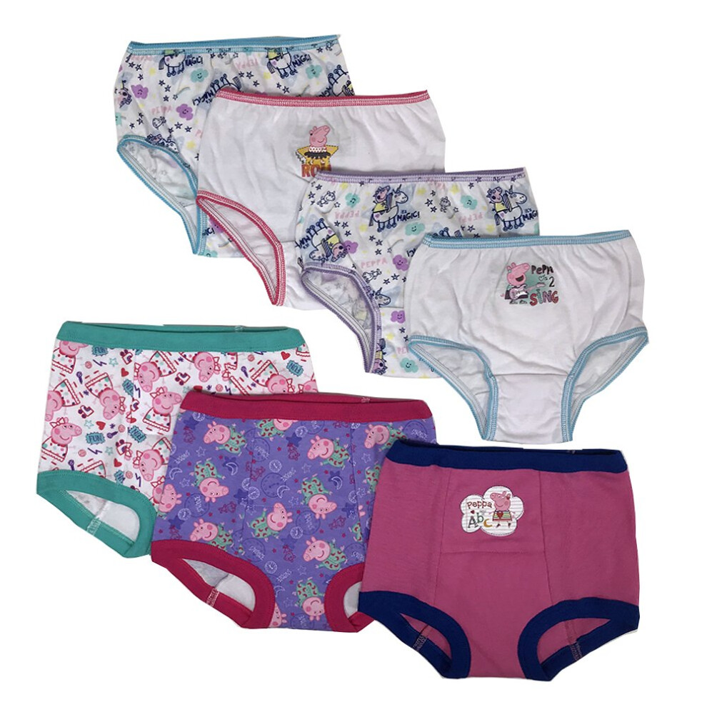 Peppa Pig Girls Toddler Potty Includes Stickers and Tracking Chart Sizes 18M  2T  3T and 4T  7-Pack Starter Kit (3 Training Pants+4 Briefs)