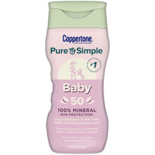 Coppertone Pure and Simple Baby Sunscreen Lotion SPF 50 Broad Spectrum Sunscreen for Baby 6 Fl Oz Bottle