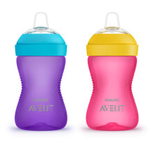 Philips AVENT My Grippy Spout Cup s m   kk   m v   levkom a nepretekaj   cim dizajnom, ru   ovo-fialov   , 283 ml, 2 ks SCF801/22