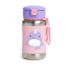 Skip Hop Detsk fla a so slamkou Zoo z nehrdzavej cej ocele s slamkou Narwhal