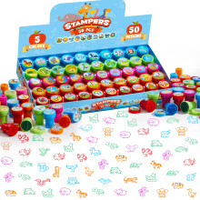 JOYIN 50PCS Animal Stamps for Kids Ink Stamps with 50 Different Designs Farm Animals Sea Animals Stamps for Crafting Prize Box Toys for Kids