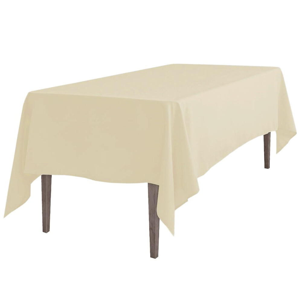 Nappe rectangulaire en lin et polyester beige 152 x 259 cm