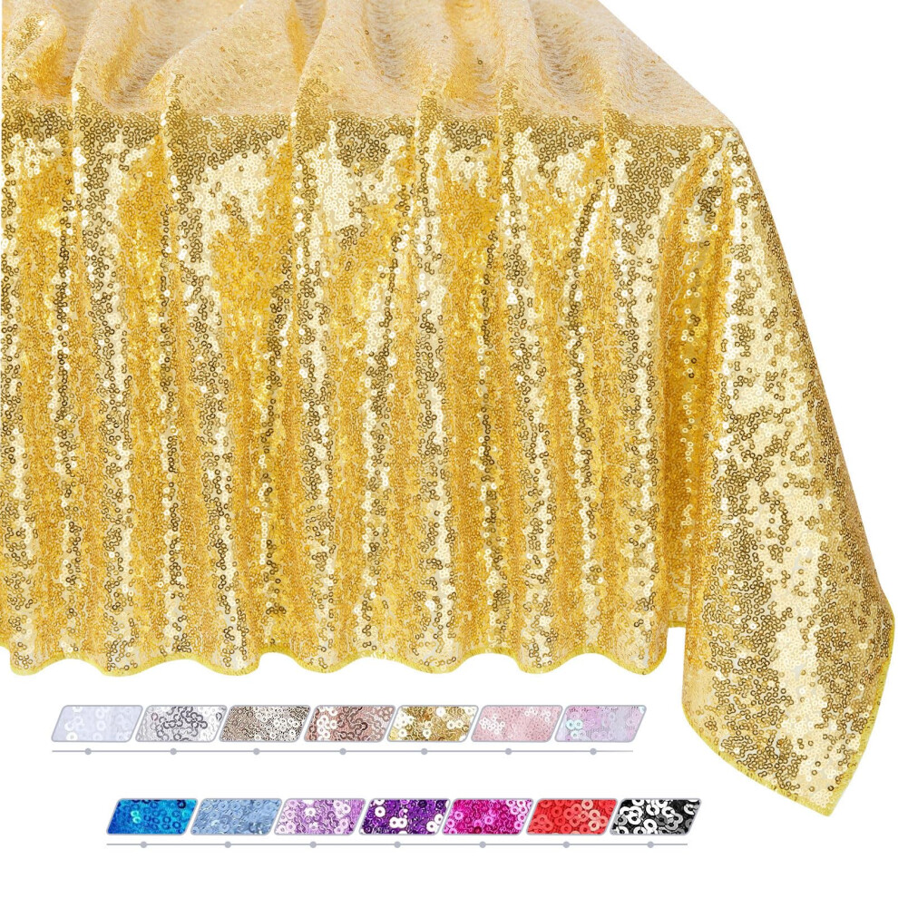 Nappe à paillettes QueenDream - Nappe dorée 50 x 80 pouces Nappe à paillettes Tissu de fête à paillettes pour anniversaire Birdal Baby Shower Mar