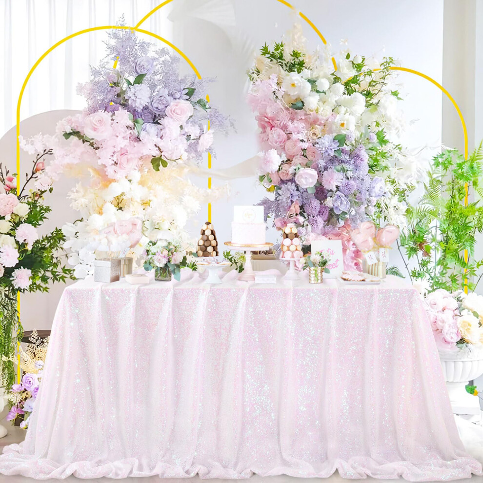QueenDream Nappe    paillettes blanche iris  e 60 x 102 pouces Motif sir  ne Rectangulaire pour d  corations de mariage, d'anniversaire et de f  te