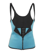 (5XL, blue) 3 Clip&1 Zip 6 Steel Boned Waist Trainer Corset Sport Workout Body Shaper Tummy Control