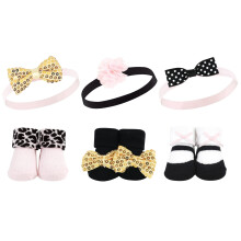 Coffret cadeau bandeau et chaussettes pour b b fille Hudson Baby, paillettes dor es, taille unique