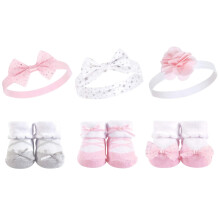 Hudson Baby Baby Girls 'Head Band e Meocks GiftSet Orange Orange One Tamanho