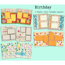Geburtstags-Scrapbook-Set 5 Doppelseiten-Layouts