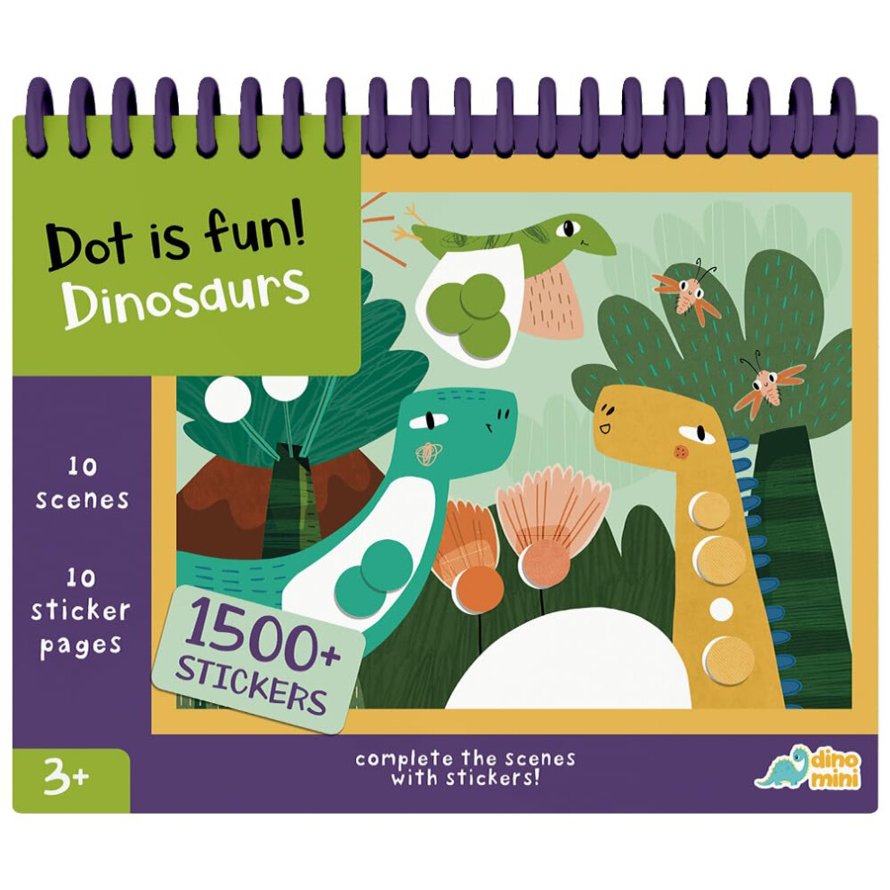 DINO MINI Dot is Fun! - Imaginative Paint by Sticker Kit for Kids - Dot Art Sticker Book for Toddlers 3-5 - Stocking Stuffers for Kids - Sticker Art B