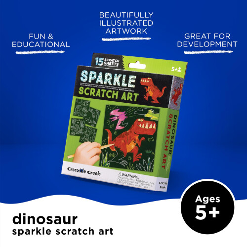CROCODILE CREEK Dinosaur Sparkle Scratch Art Ensemble de 6 pi   ces 1 unit 1
