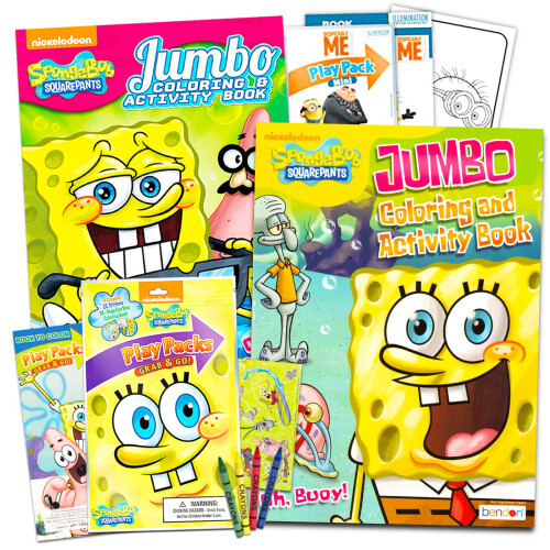 Set di libri da colorare e attivit    SpongeBob SquarePants con adesivi (2 libri e confezione da gioco)