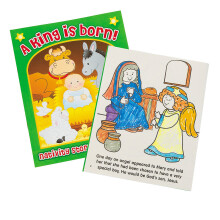 Livro para colorir de prespio com histria de Natal - conjunto de 12 - livros de atividades religiosas para crianas