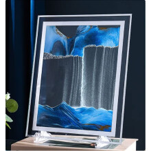 3D Deep Sea Sandscapes Moving Sand Art Picture Liquid Motion Sand Art for Adult Kid Desktop Art Toys for Home Decor and Office(Blue)