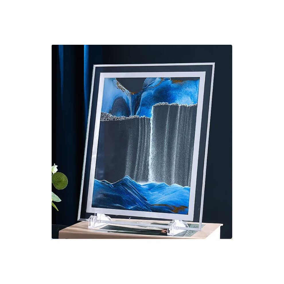 Ordersoon 3D Deep Sea Sandscapes Moving Sand Art Picture Liquid Motion Sand Art For Adult Kid Desktop Art Toys For Home Decor And Office(Blue) Blue