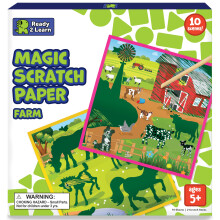 READY 2 LEARN Magic Scratch Paper - Farm - 10 Vibrant Scratch Art Paper Scenes - Scratch Off Art for Kids - Avslja frgglada jordbruksmarksdesig