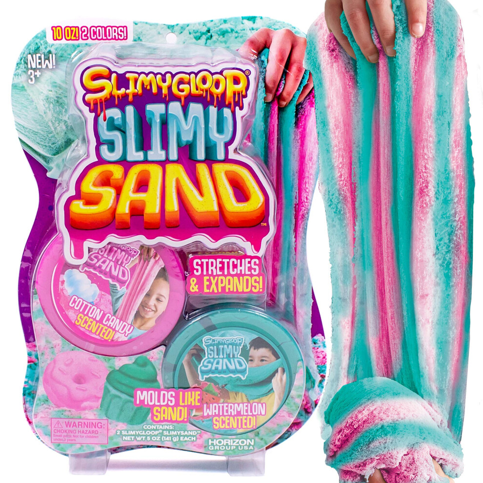 Slimysand Twist - Teal/Pink Scented Stretchy Cloud Slime Cotton Candy & Watermelon Stretchable Moldable Play Sand 10Oz.great For Tactile Fun