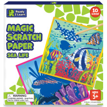 READY 2 LEARN Magic Scratch Paper - Sea Life - 10 levande Scratch Art Paper Scener - Scratch Off Art fr barn - Avslja frgglada undervattensdes