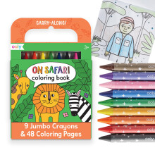 Ooly Travel Art Kit with 9 Jumbo Crayons & 48 Themed Coloring Pages & Case for Easy Traveling Art Creation Perfect Airplane Travel Set to Entert