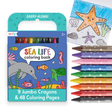 Ooly Travel Art Kit with 9 Jumbo Crayons & 48 Themed Coloring Pages & Case for Easy Traveling Art Creation Perfect Airplane Travel Set to Entert