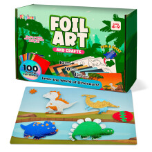 Playbees Foil Art Kit Dinosaurier - Frskolekonst och hantverkssats fr barn- No Mess Art fr pojkar och flickor i ldrarna 4 5 6 7 8 9 r gammal