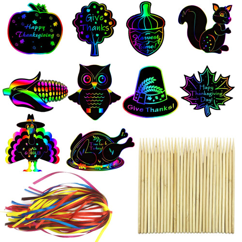 60stk Thanksgiving Rainbow Scrap