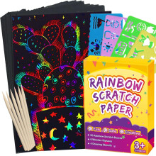 FUNNYB&G Rainbow Scratch Paper Art fr barn - 60 st Magic Rainbow Scratch Paper Off Set Scratch Crafts Arts Supplies Kits Pads Lakan fr festspel