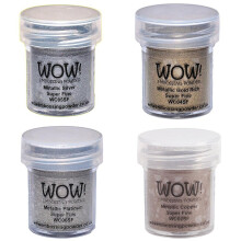 Wow! Embossing Powder Metallic Bundle: Gold Silver Platinum and Copper 15ml (1) (1 Brown)