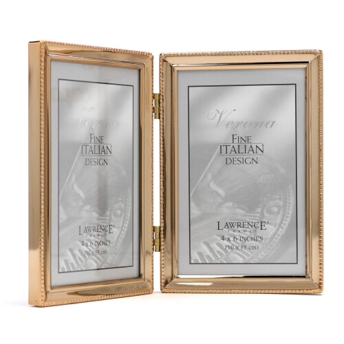 Lawrence Frames 11746D Classic Bead Picture Frame  4x6 Double  Gold 1