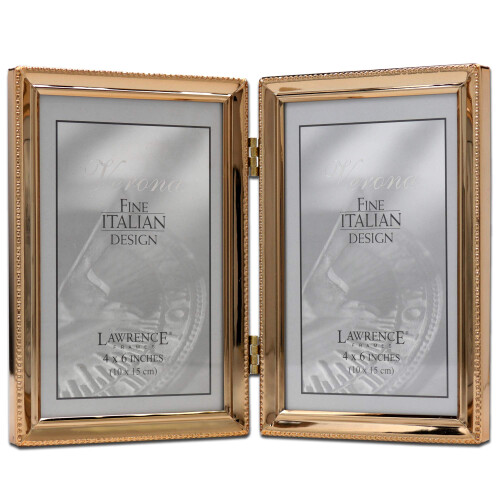 Lawrence Frames 11746D Classic Bead Picture Frame  4x6 Double  Gold