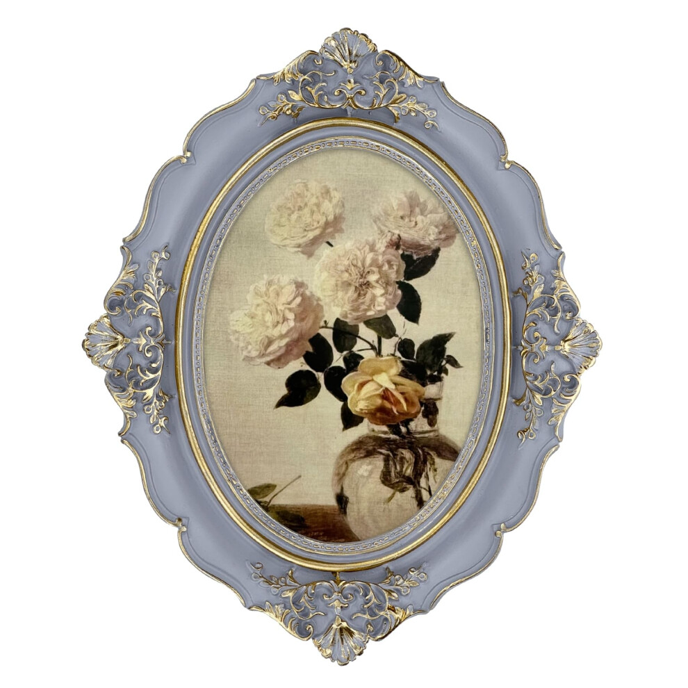 Daimix Purple Oval Picture Frame 5X7 Vintage Picture Frame Light Glass Front Antique Decor For Tabletop Or Wall Hanging Vintage Wall Art