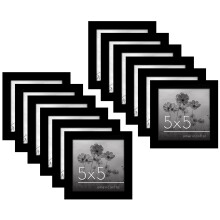 Americanflat 12 Piece 5x5 Gallery Wall Picture Frame Set in Black - Square Picture Frames with Polished Plexiglass and Easel for Wall and Tabletop Dis