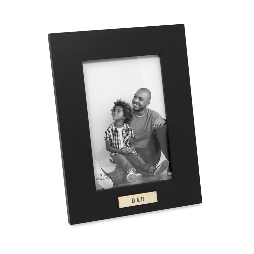 Isaac Jacobs 4x6 Wood Sentiments Dad Picture Frame  Vertical Keepsake Photo Frame with Easel and a Hanging Tabs for Tabletop  Desktop & Wall Display