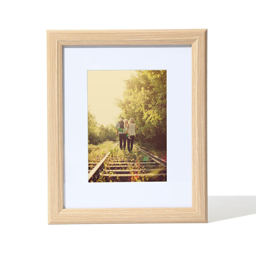 Cadre photo KTKDE 8x10 en ch   ne clair avec passe-partout amovible pour photo 5x7 en verre v   ritable pour cadre photo 8x10 Cadre composite en bois