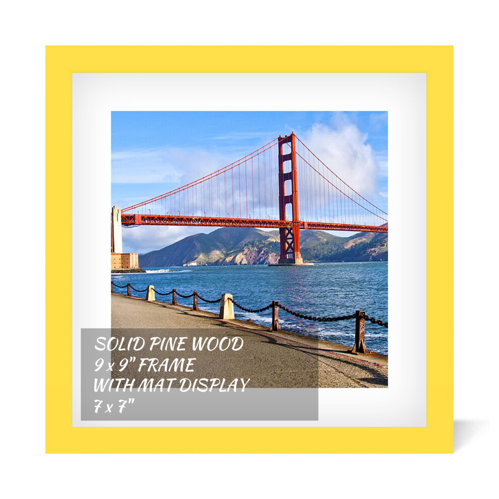 Cadre photo carré en bois 9x9 pouces, à suspendre au mur ou sur une table, avec 1 passe-partout, 7x7 pouces, pour décoration murale, affiche, ann