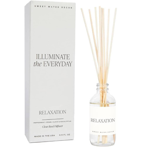 Sweet Water Decor Relaxation Reed Diffuser Set | Eucalyptus Peppermint Cedar Patchouli Scented Diffusers | Fragrance Oils | Decorative | House