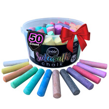 Loddie Doddie - Secchiello da 50 gessi per marciapiedi - 12 colori unici - Bastoncini jumbo atossici e di lunga durata - Secchiello riutilizzabil