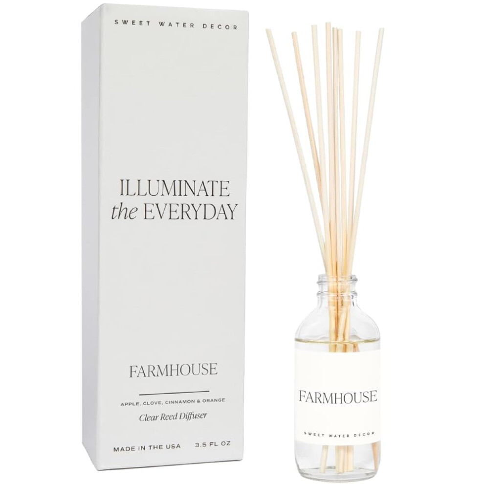 Sweet Water Decor Farmhouse Reed Diffuser Set - Apple Orange Pumpkin Fall Scented Air Freshener - Scent Diffusers For Home Long Lasting Fragrance