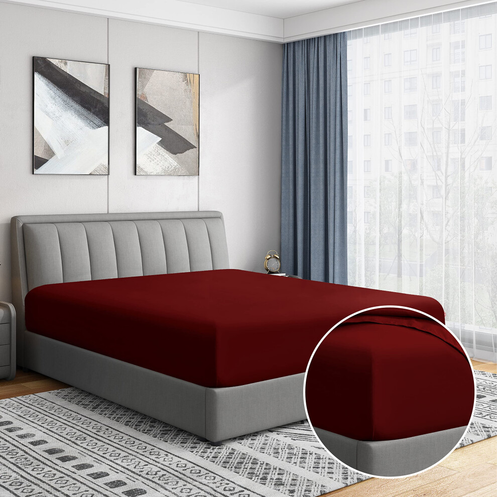 Drap-housse simple Cathay Home de luxe, infroissable et résistant à la décoloration, en microfibre ultra douce double brossée, 14 pouces, poche s