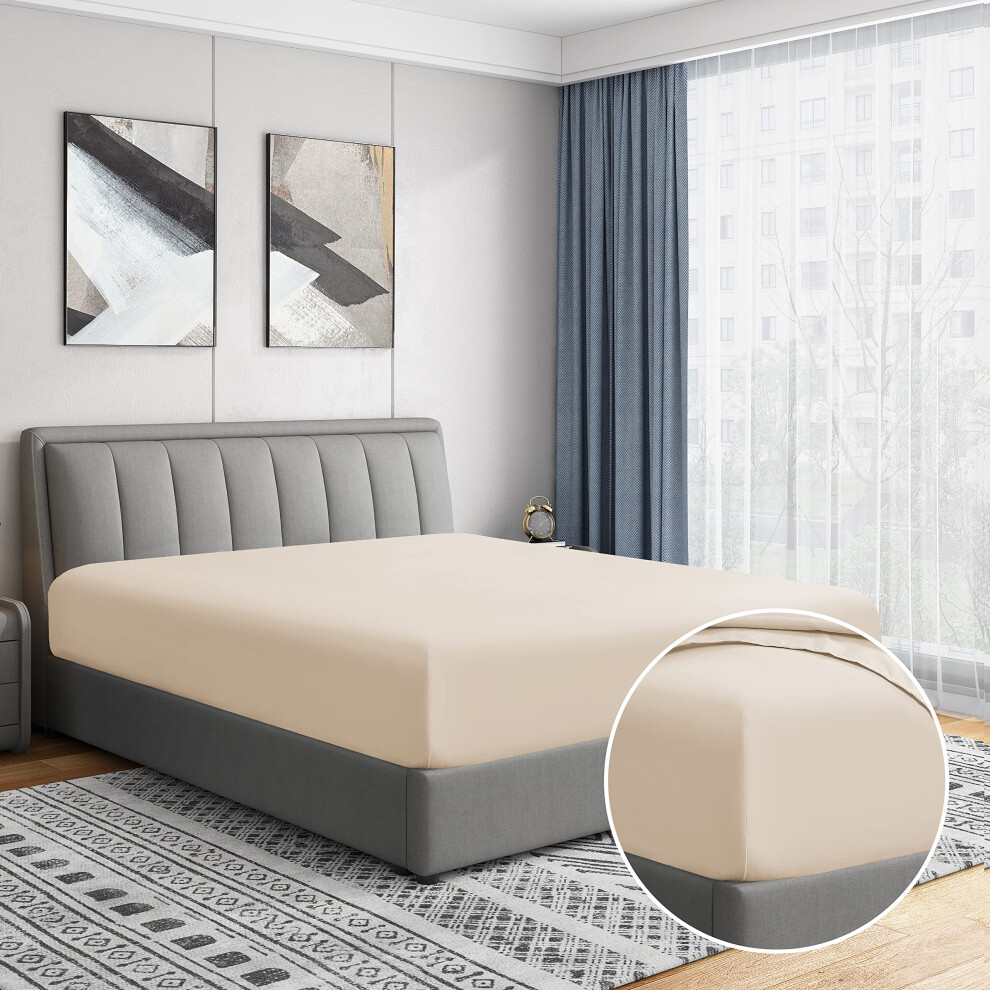 Drap-housse simple Cathay Home de luxe, infroissable et résistant à la décoloration, en microfibre ultra douce double brossée, 14 pouces, avec po