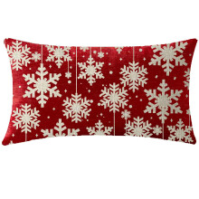 NIDITW Happy Winter Have Yourself A Merry Little Christmas Beaux flocons de neige taille lombaire rouge en toile de jute et lin Housse de coussin