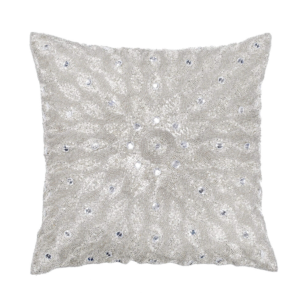 Housse de coussin argentée, taie d'oreiller décorative argentée, 40 x 40 cm, tissée à la main par des artisans qualifiés - Taie d'oreiller ultra
