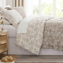 Southshore Fine Living Inc. Extra lang twin dekbed en bijpassend kussenschijnsel Omkeerbaar donsalternatief paisley beddengoedset taupe/wit