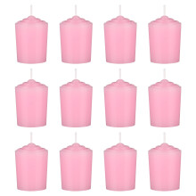 Mega Candles 12 pcs Unscented Pink Votive Candle  Hand Poured Wax Candles 15 Hours 1.5 Inch x 2.25 Inch  Home D?cor  Wedding Receptions  Baby Showers