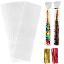 Pretzel Rod Tasker 2x10Tommer 200PCs Pretzel Stick Tasker Pretzels Individuelle tasker med bindeb?nd