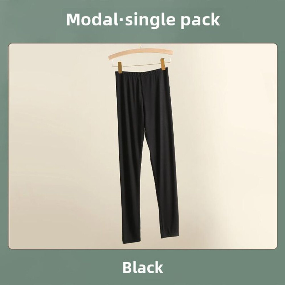 (black, M (80-105 jin)) "Women's Modal Autumn Trousers, Body-Shaping Cotton Elastic Pants, Large-Size Sports Yoga Warm Underwear