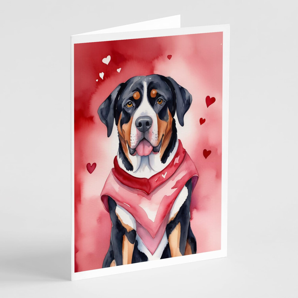 Caroline's Treasures DAC5358GCA7P Greater Swiss Mountain Dog Biglietti D'auguri Per San Valentino Confezione Da 8 Biglietti Vuoti Con Buste Bigli-image