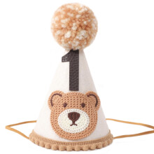 VAVAYAO Bear 1. F?dselsdagsfestpynt - Bamse Krone Outfit Woodland Camping Tema Keglehat