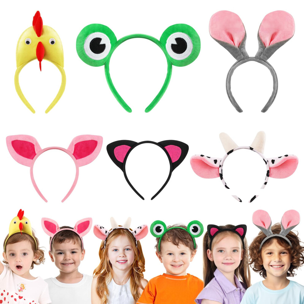 Audaisyly Lot De 6 Bandeaux Animaux Pour Jungle, Safari, Ferme, Cosplay, F Te D'anniversaire, D Coration, Serre-T Te Pour Enfants Et Adultes-image