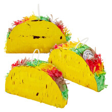 BLUE PANDA 3er-Pack Mini-Mexiko-Taco-Pinatas f   r Cinco de Mayo-Partys, Fiestas, mexikanische Feierlichkeiten, Partydekoration, 15,2 x 5,1 x 8,9 cm